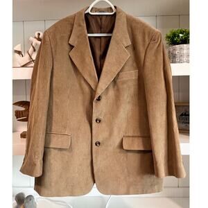 Andy Thornal Corduroy Blazer 38 Beige Elbow Patch Jacket Made in USA